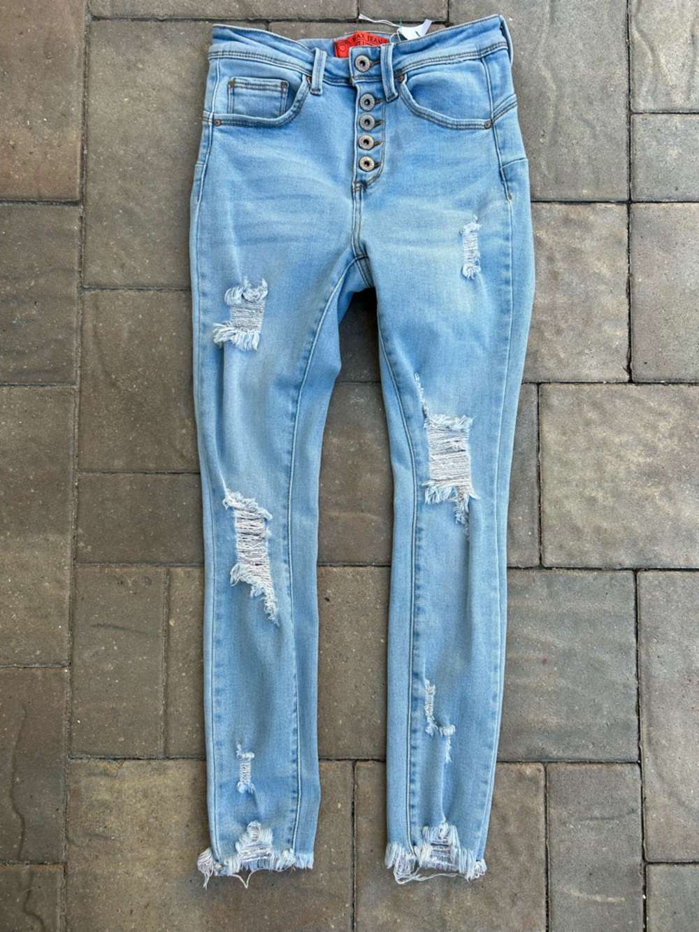 Wax Jean Light Blue Distressed Skinny Jeans